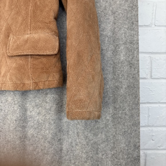 Vintage Casablanca Suede Leather Jacket Womens S Brown Zip Front Retro Coat - Picture 11 of 16